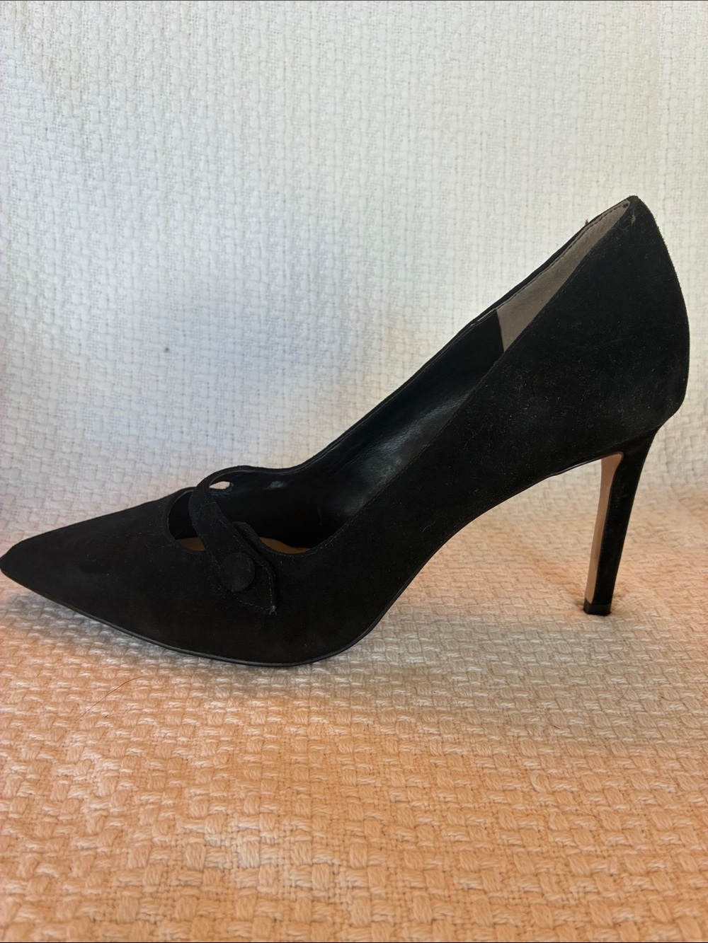 Ann Taylor Black Suede Pointed Mary Jane Stiletto